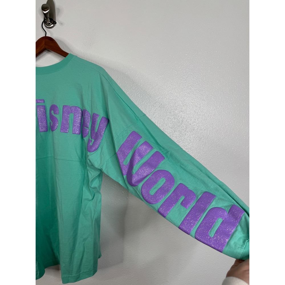 Disney Parks Spirit Jersey Walt Disney World Seafoam Green Purple Glitter Mens M - Picture 4 of 7